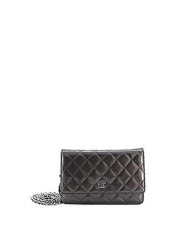 Chanel Wallet on Chain Quilted Striated Metallic Patent (view 1)