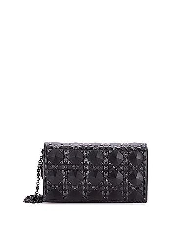 Christian Dior Lady Dior Chain Pouch Diamond Motif Cannage Calfskin (view 1)