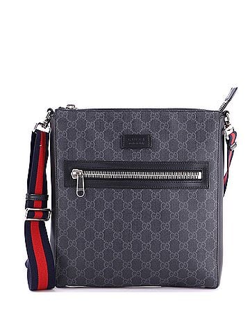 Gucci Web Strap Front Zip Messenger Bag GG Coated Canvas Medium (view 1)