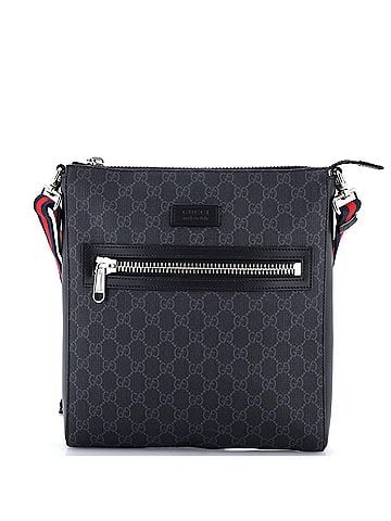 Gucci Web Strap Front Zip Messenger Bag GG Coated Canvas Medium (view 1)