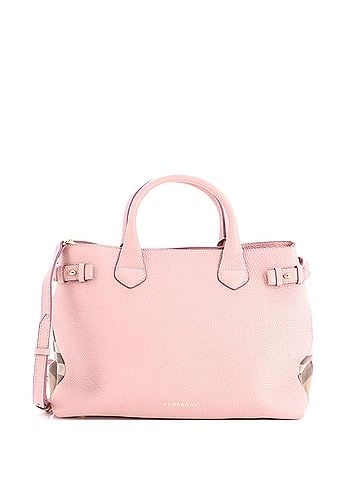 Burberry Banner Tote Leather and House Check Canvas Medium (view 1)