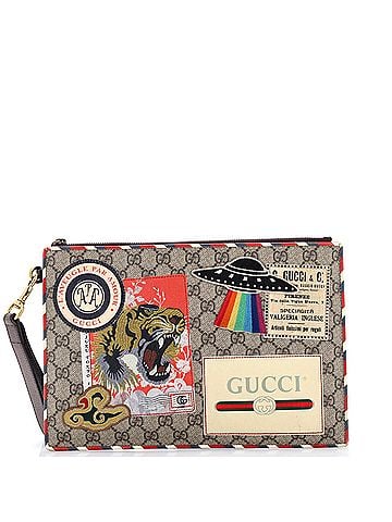Gucci Courrier Pouch GG Coated Canvas with Applique (view 1)