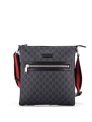 Gucci Web Strap Front Zip Messenger Bag GG Coated Canvas Medium (view 1)