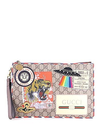 Gucci Courrier Pouch GG Coated Canvas with Applique (view 1)