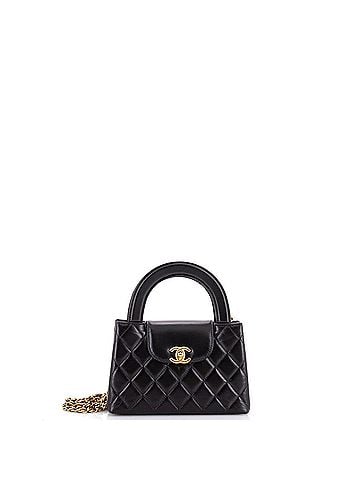 Chanel Kelly Top Handle Shopping Bag Quilted Shiny Aged Calfskin Mini (view 1)