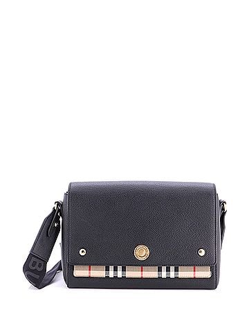 Burberry Note Crossbody Bag Leather with Vintage Check Canvas Medium (view 1)