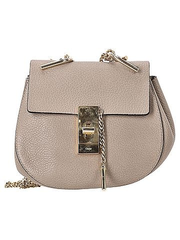 Chloé Chloé Pebbled Small Drew Bag in Beige Leather (view 1)