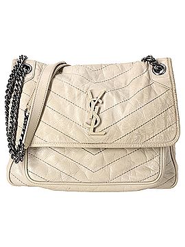 Saint Laurent Saint Laurent Crinkled Medium Niki Bag in White Calfskin Leather  (view 1)