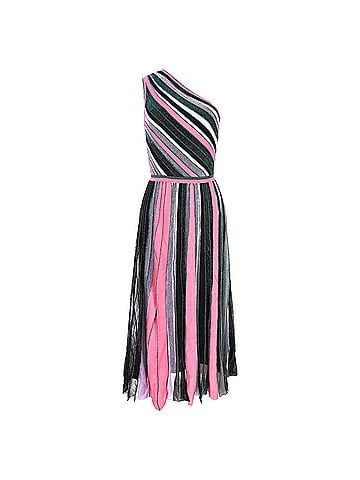Missoni Missoni Striped Lurex Knit One Shoulder Maxi Dress in Multicolor Rayon (view 1)