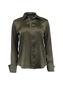 Ralph Lauren Ralph Lauren Long Sleeve Button Up Blouse in Olive Green Silk (view 1)