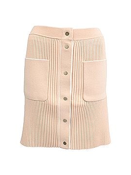 Maje  Maje Ribbed-Knit Mini Skirt in Beige Viscose (view 1)