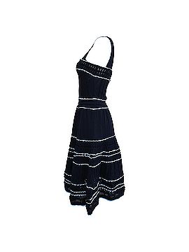 Sandro Sandro Pointelle-Knit Fir and Flare Mini Dress in Navy Blue Viscose (view 2)