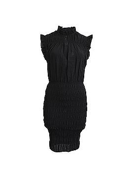 Maje  Maje Mock Neck Shirred Mini Dress in Black Viscose (view 1)