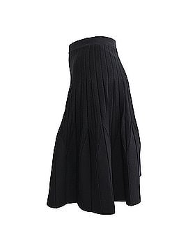 Sandro Sandro Ribbed-Knit Flared Midi Skirt in Black Viscose (view 2)