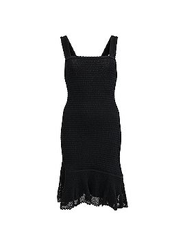 Sandro Sandro Square-Neck Smocked Mini Dress in Black Viscose (view 1)