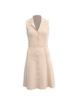 Sandro Sandro Knitted Button-Down Mini Dress in Beige Viscose (view 1)