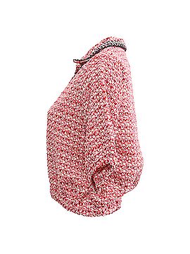 Maje Maje Tweed Polo Cropped Top in Red Cotton (view 2)