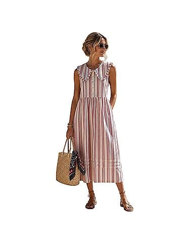 Caroline Constas striped sailor collar midi dress Cocktail Dress (view 1)