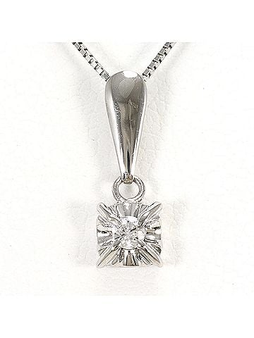 Unbranded PT900 Platinum / PT850 Necklace with 0.05ct Diamond, Total Weight 2.2g, 40cm, Like New Condition (view 1)