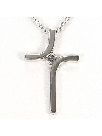 Unbranded K10 10K WG White Gold Necklace with Diamond (no carat marking), Total Weight 1.9g, 40cm, Like New Condition. (view 1)