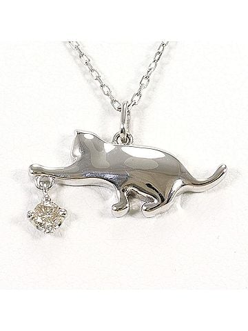 Unbranded 18K (18-karat white gold) necklace with 0.07ct diamond, total weight 2.7g, 45cm length, like new condition. (view 1)