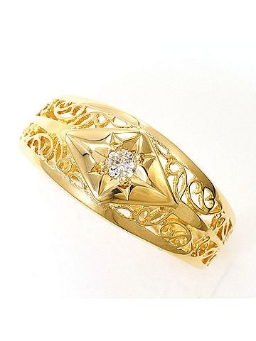Unbranded 18K (18-karat) yellow gold ring with a 0.05ct diamond, total weight 2.1g, like new. (view 1)