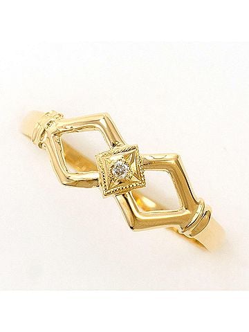 Unbranded 18K gold ring with diamond (no carat marking), total weight 0.9g, like new. (view 1)