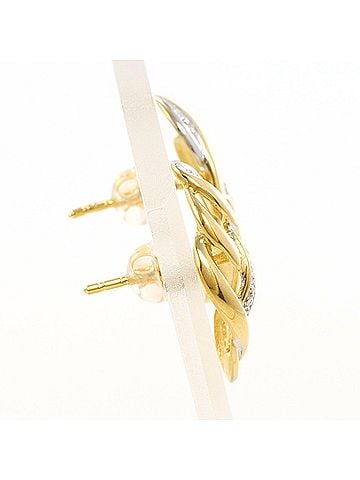 Unbranded 18K (18-karat) yellow gold earrings with 0.01 ct diamonds, total weight 2.9g, like new. (view 2)