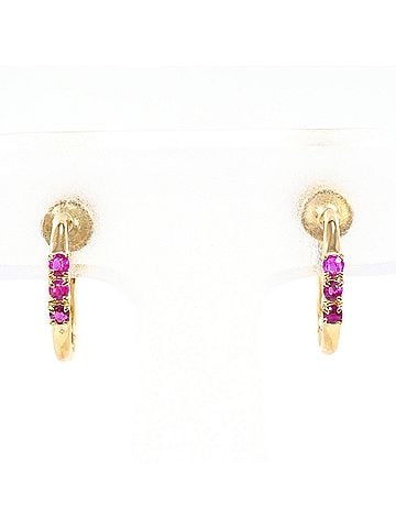 Unbranded 18K (18-karat) Yellow Gold Earrings with Rubies, Total Weight 1.4g, Like New Condition. (view 1)
