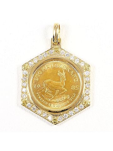 Unbranded K22 22K YG Yellow Gold 18K Pendant Top 1.10oz Diamond (no carat marking) with Certificate of Authenticity Total Weight 6.3g Jewelry (view 1)