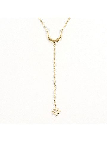 Unbranded K10 10K Gold Necklace with 0.01ct Diamond, Total Weight 0.9g, 42cm, Like New Condition (view 2)