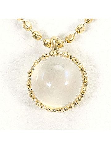 Unbranded K10 10K YG Yellow Gold Necklace with Moonstone, Total Weight 1.1g, 40cm, Like New Condition (view 1)