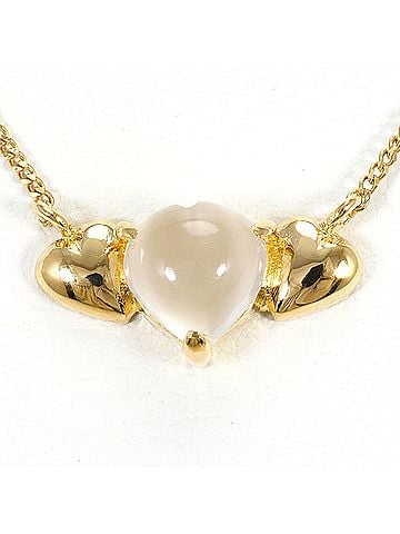 Unbranded 18K (18-karat) Yellow Gold Necklace with Moonstone, Total Weight 2.0g, 41cm, Like New Condition. (view 1)