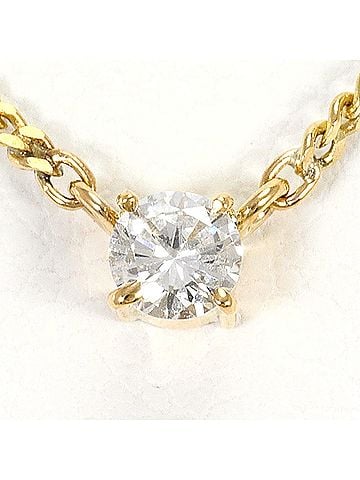 Unbranded 18K (18-karat) Yellow Gold Necklace with 0.14ct Diamond, Total Weight 2.3g, 40cm Length, Like New Condition. (view 1)