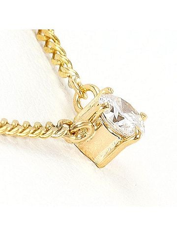 Unbranded 18K (18-karat) Yellow Gold Necklace with 0.14ct Diamond, Total Weight 2.3g, 40cm Length, Like New Condition. (view 2)