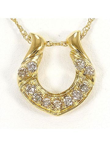 Unbranded 18K (18-karat) Yellow Gold Necklace with 0.2ct Diamond, Total Weight 1.9g, 41cm, Like New Condition. (view 1)