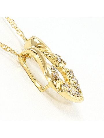 Unbranded 18K (18-karat) Yellow Gold Necklace with 0.2ct Diamond, Total Weight 1.9g, 41cm, Like New Condition. (view 2)