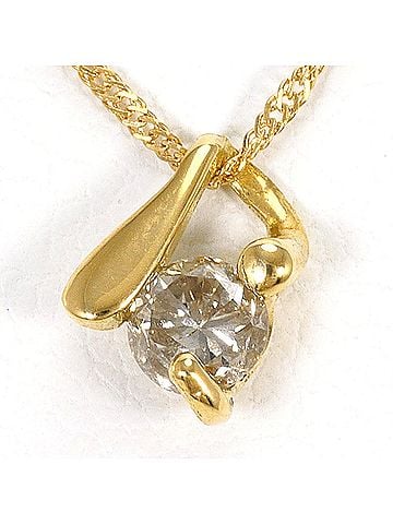 Unbranded 18K (18-karat) Yellow Gold Necklace with 0.2ct Diamond, Total Weight 1.1g, 42cm Length, Like New Condition. (view 1)