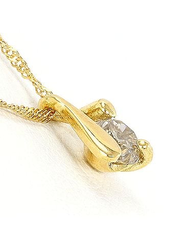 Unbranded 18K (18-karat) Yellow Gold Necklace with 0.2ct Diamond, Total Weight 1.1g, 42cm Length, Like New Condition. (view 2)