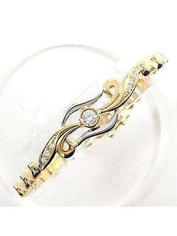 Unbranded PT850 Platinum 18K Yellow Gold Bracelet with 0.19ct Diamond, Certificate of Authenticity, Total Weight 13.7g, 17.5cm, Like New Condition. (view 1)