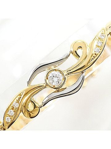 Unbranded PT850 Platinum 18K Yellow Gold Bracelet with 0.19ct Diamond, Certificate of Authenticity, Total Weight 13.7g, 17.5cm, Like New Condition. (view 2)