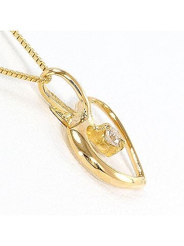Unbranded 18K (18-karat) yellow gold necklace with diamond (no carat markings), total weight 1.4g, 45cm length, like new. (view 2)