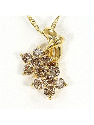 Unbranded 18K (18-karat) Yellow Gold Necklace with Brown Diamond (0.50ct), Total Weight 1.9g, 39cm, Like New Condition. (view 1)
