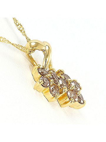 Unbranded 18K (18-karat) Yellow Gold Necklace with Brown Diamond (0.50ct), Total Weight 1.9g, 39cm, Like New Condition. (view 2)