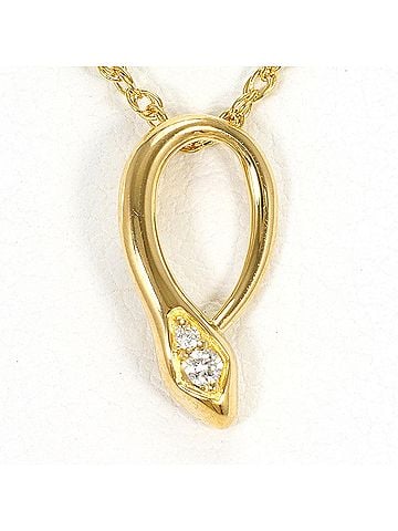 Unbranded 18K (18-karat) yellow gold necklace with diamond (no carat markings), total weight 2.1g, 41cm length, like new condition. (view 1)