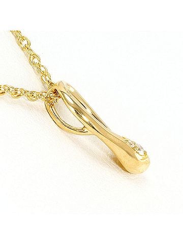 Unbranded 18K (18-karat) yellow gold necklace with diamond (no carat markings), total weight 2.1g, 41cm length, like new condition. (view 2)