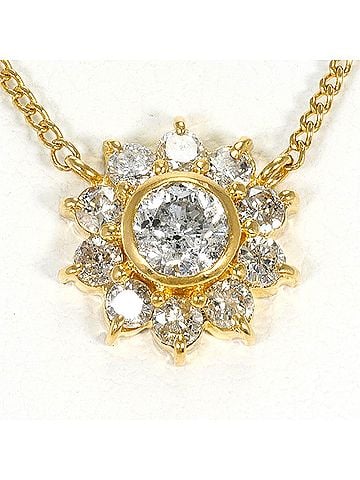 Unbranded 18K (18-karat) Yellow Gold Necklace with 0.50ct Diamond, Total Weight 2.5g, 41cm, Like New Condition. (view 1)
