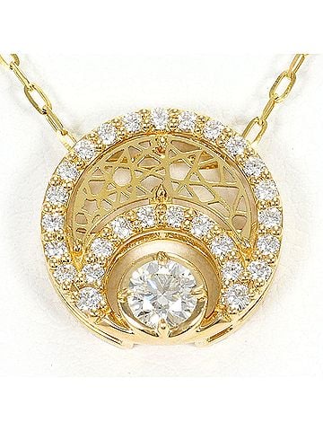Unbranded 18K (18-karat) Yellow Gold Necklace with 0.200ct Diamond and 0.18ct (VS1 clarity, certified), Total Weight 3.3g, 50cm, Like New Condition. (view 1)