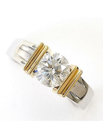 Unbranded PT900 Platinum 18K Yellow Gold Ring with 1 Diamond (1.091ct, SI2 clarity, certified), Total Weight 6.7g, Like New Condition. (view 1)