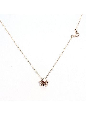 Unbranded K10 10K YG Yellow Gold Necklace with Pink Tourmaline, Total Weight 1.0g, 40cm, Like New Condition (view 1)